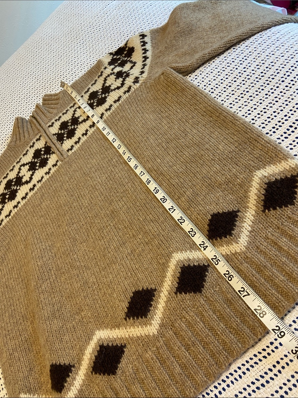 L.L.Bean 100% Shetland lambs wool quarter-zip Mens sweater Outdoors Size Large - Picture 8 of 9